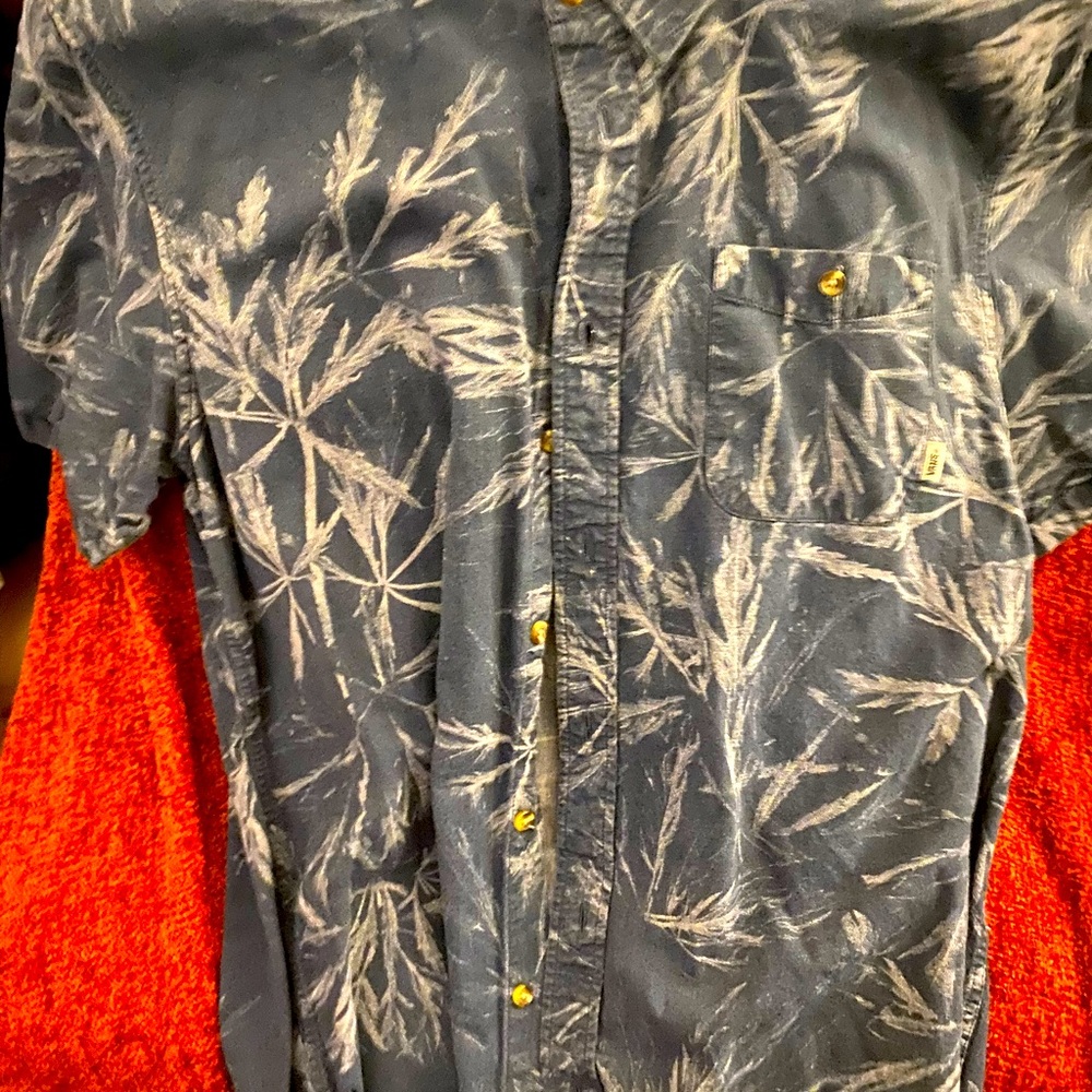 COPY - VANS short sleeve button up blue Hawaiian print.